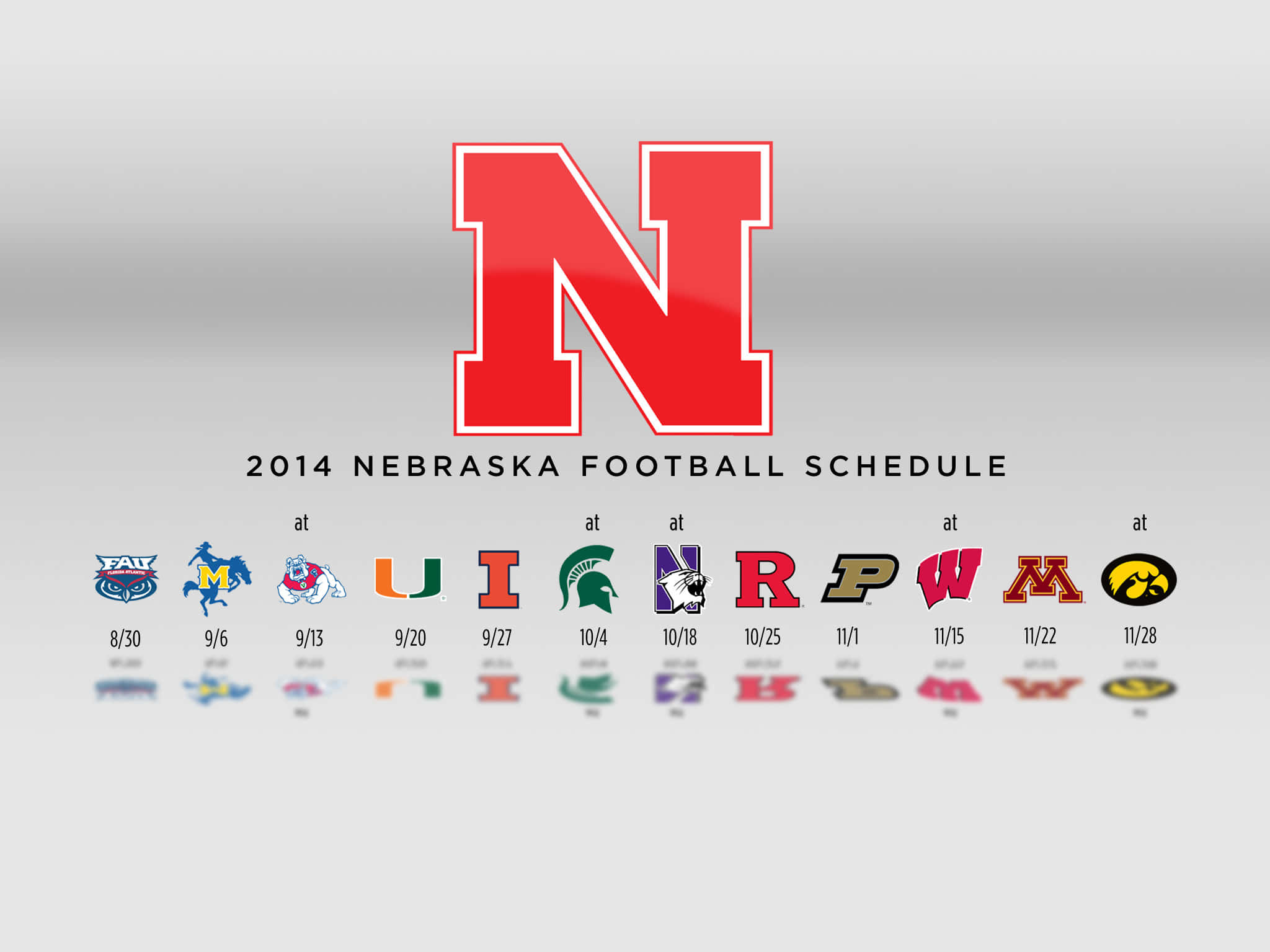 Nebraska Huskers, 2014 Nebraska football schedule, red N logo, Full HD Desktop Wallpaper