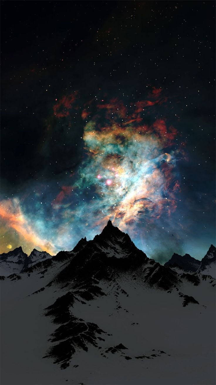 Nature Phone, Night Mountain, nebula, HD Phone Wallpaper