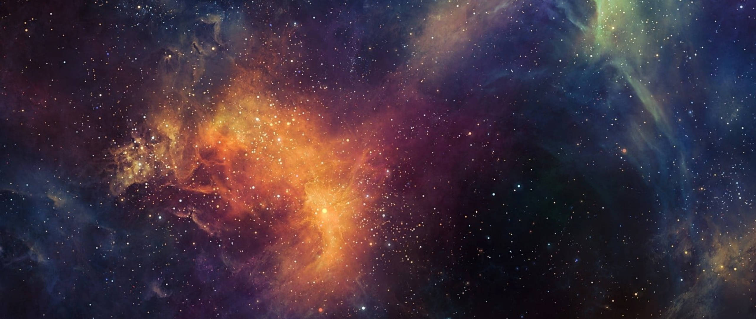 black galaxy, glowing orange nebula, swirling orange and purple clouds, 2K Desktop Wallpaper