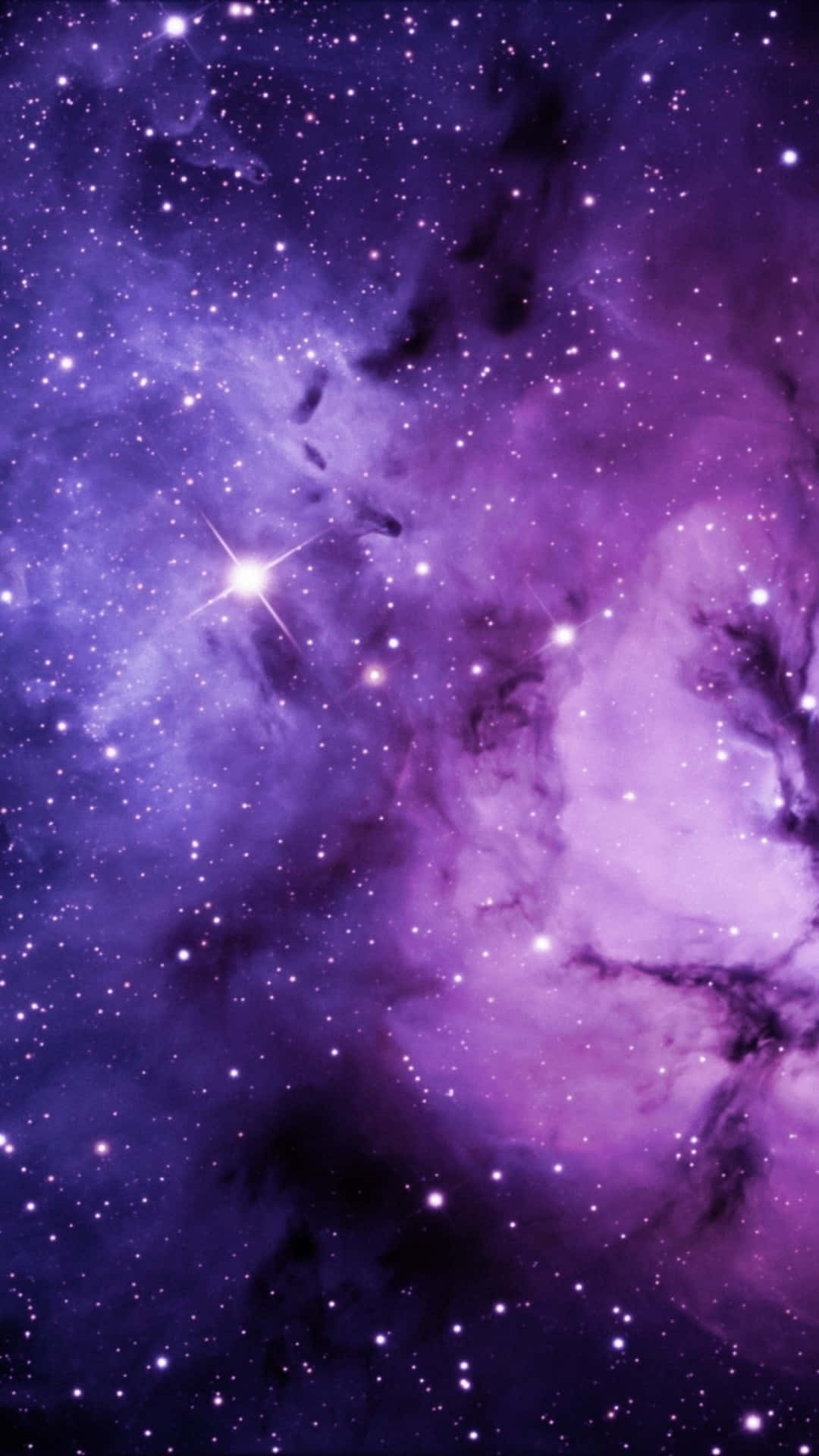 Pretty Purple, vibrant purple nebula, glowing stars, Full HD Phone Wallpaper