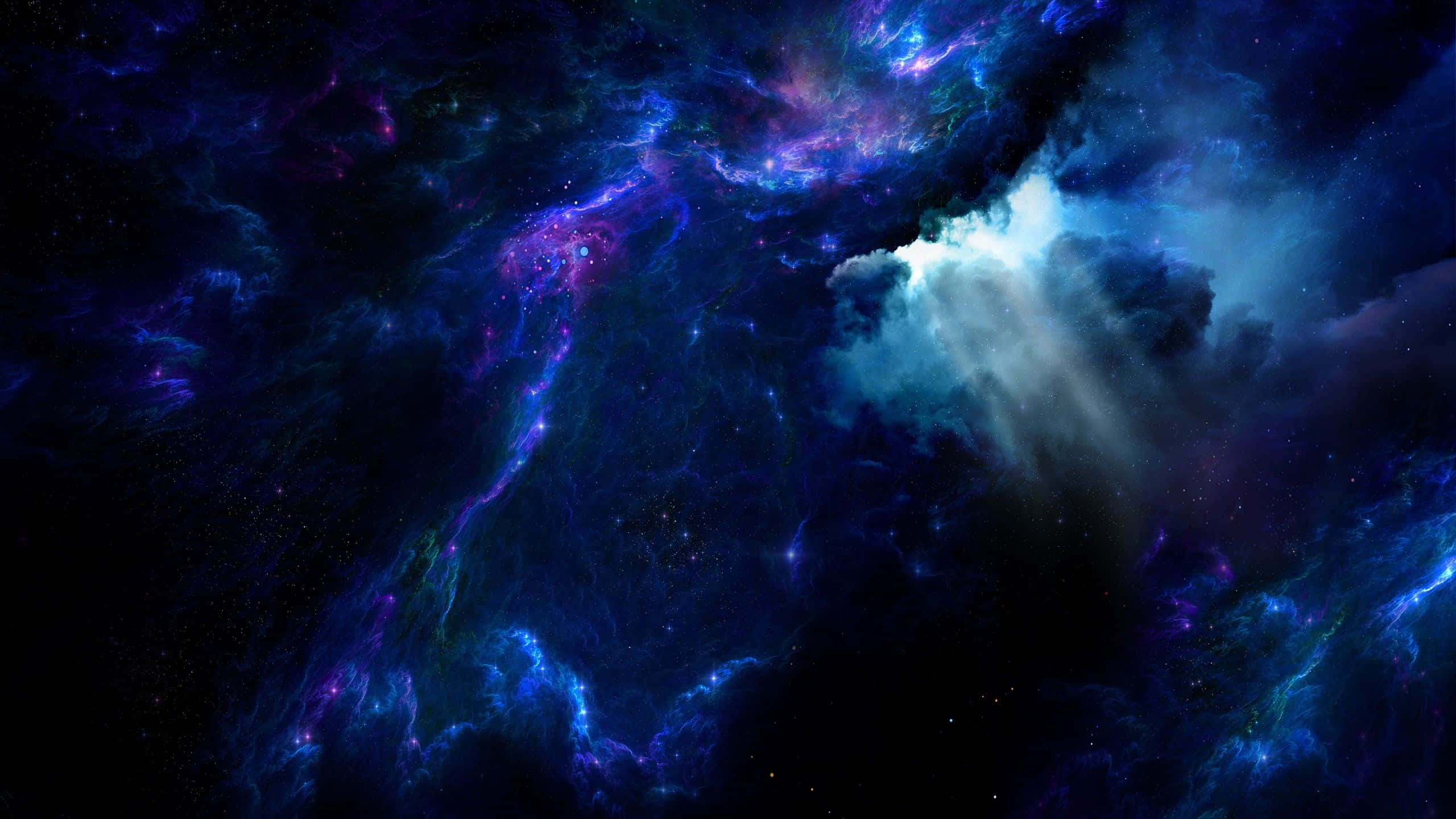 Dark Space Nebula, blue lights, vibrant cosmic nebula, 2K Desktop Wallpaper