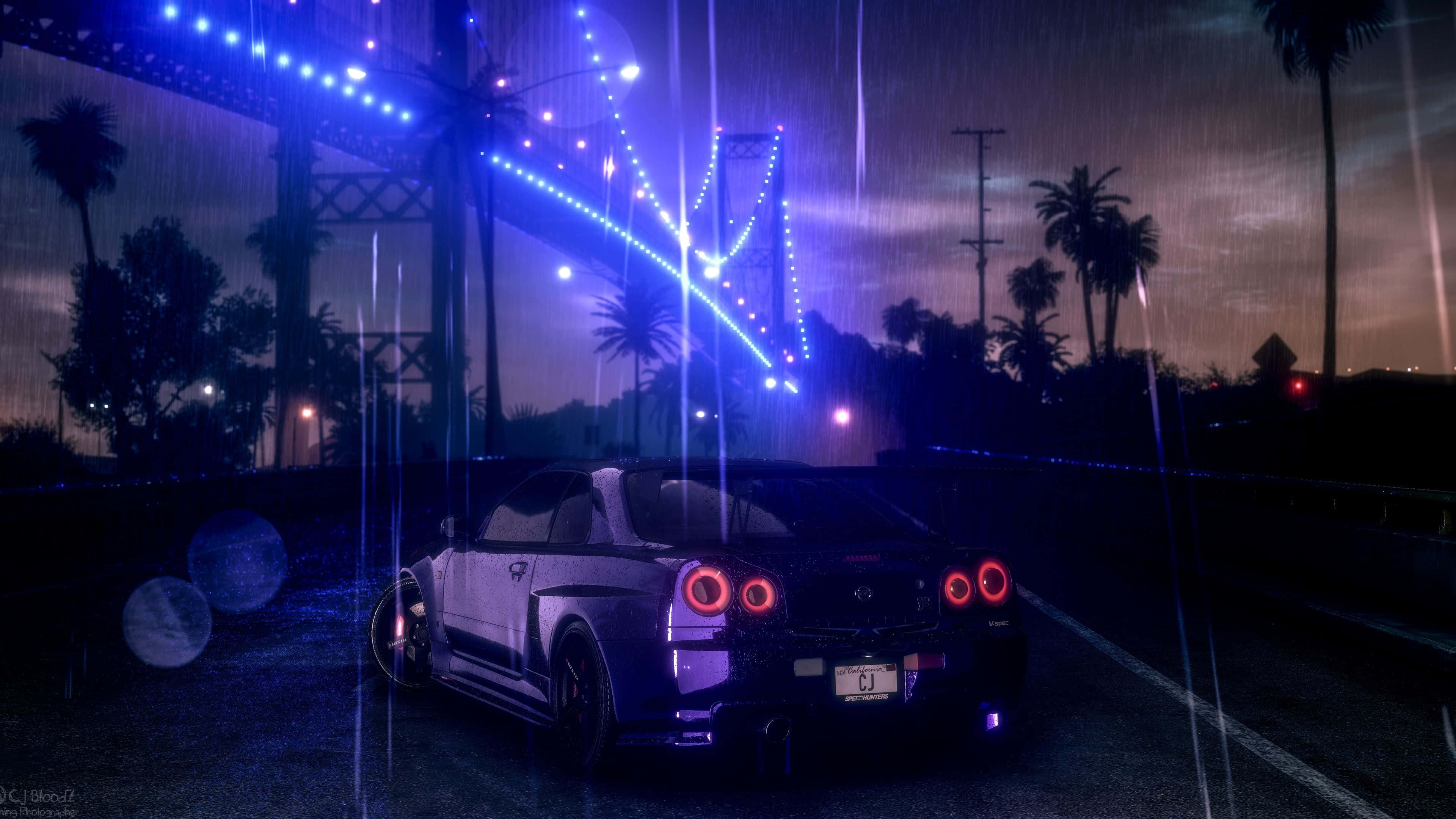 Need For Speed 4K, black sports car, neon lights, 4K Desktop Wallpaper