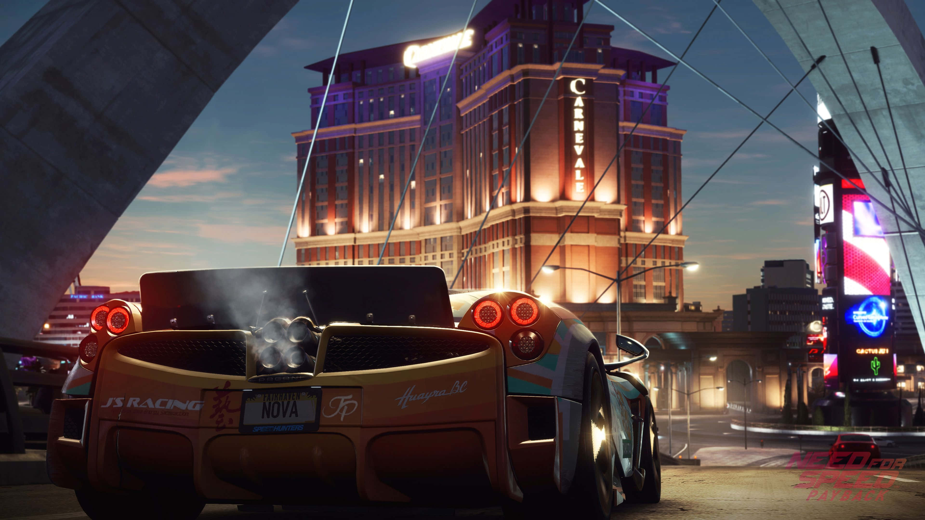 Need For Speed 4K, gold sports car, glowing taillights, 4K Desktop Wallpaper