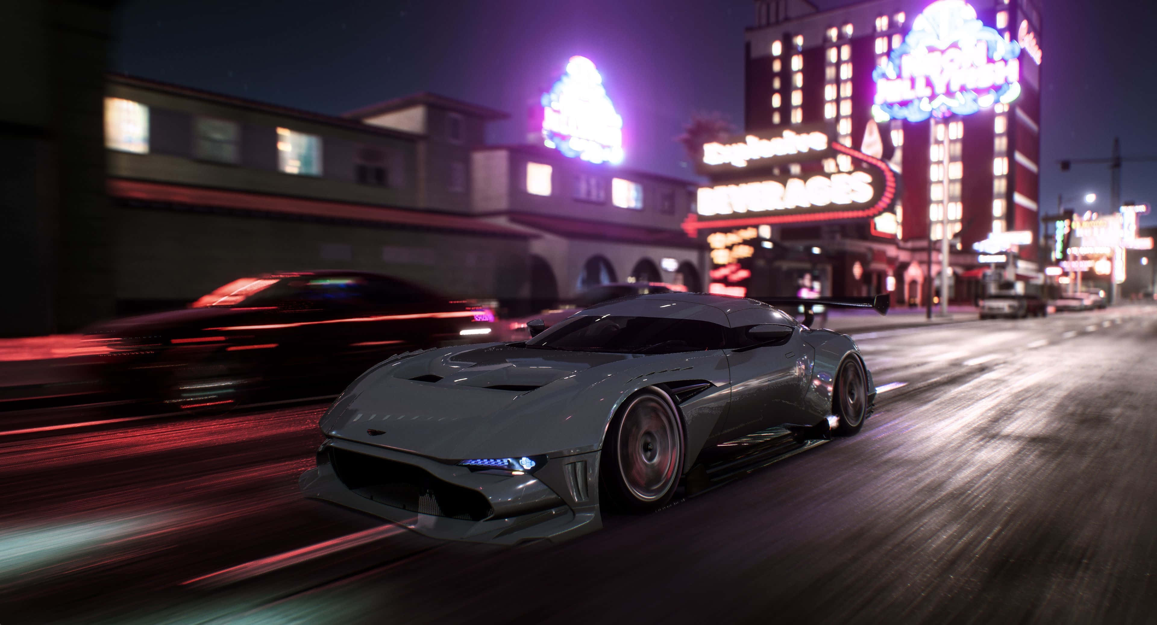 Need For Speed 4K, neon-lit city street, night, 4K Desktop Wallpaper
