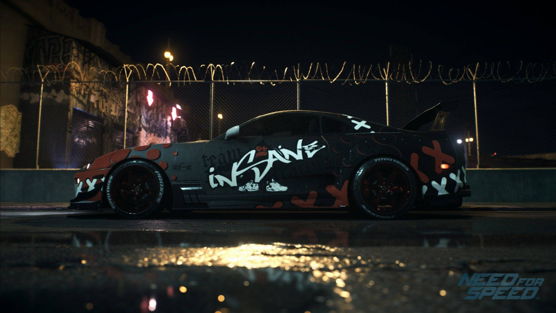 Need For Speed, drift car, wet urban racetrack, Full HD Desktop Wallpaper