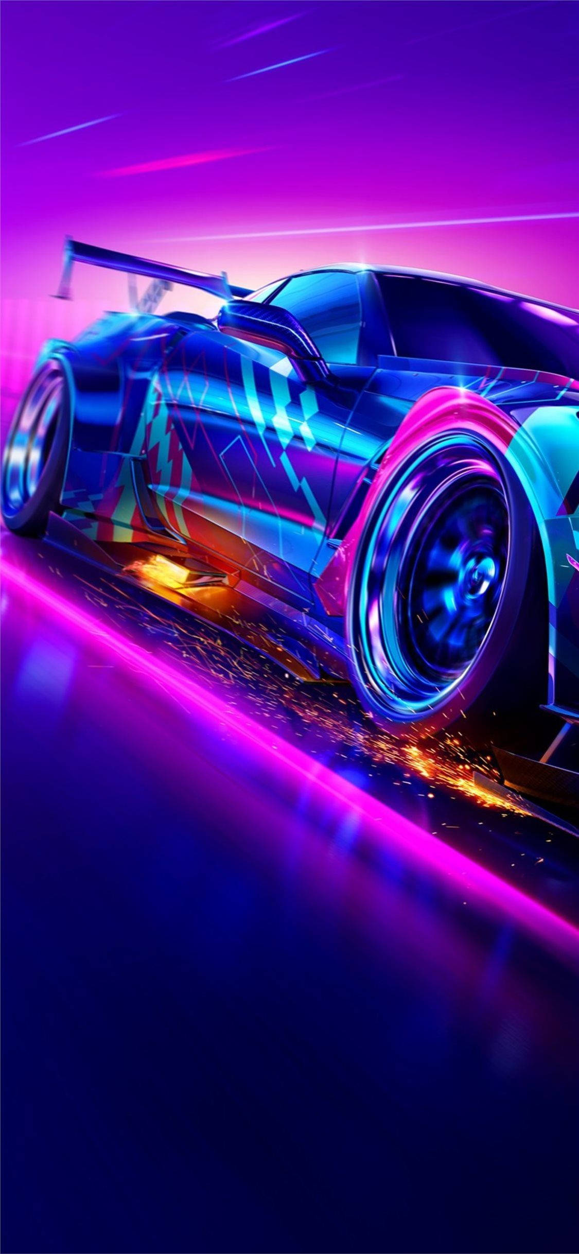 Need For Speed Heat, neon blue, purple accents, Full HD Phone Wallpaper