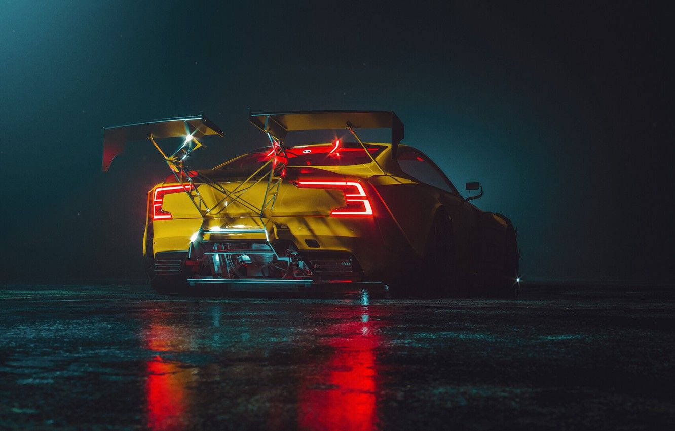 Need For Speed Heat, yellow race car, glowing red taillights, HD Desktop Wallpaper