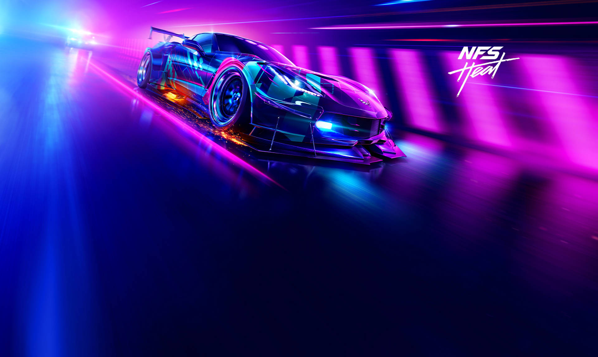 Need For Speed Heat, neon-lit tunnel, vibrant purple, Full HD Desktop Wallpaper
