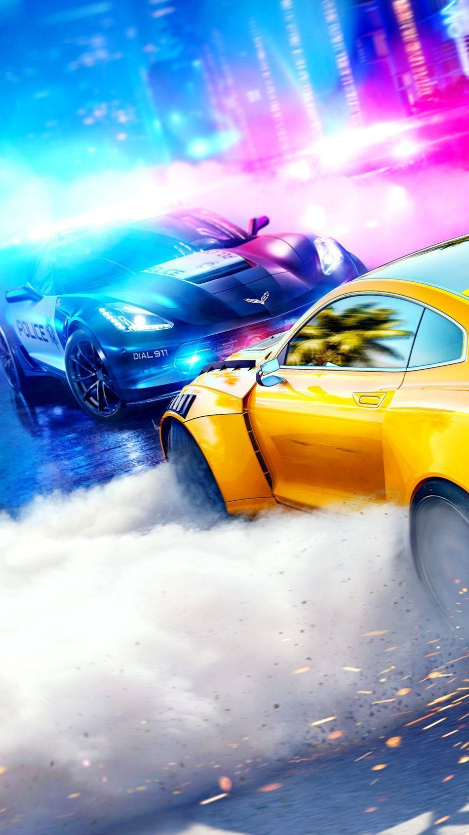 Need For Speed, yellow sports car, smoke, HD Phone Wallpaper