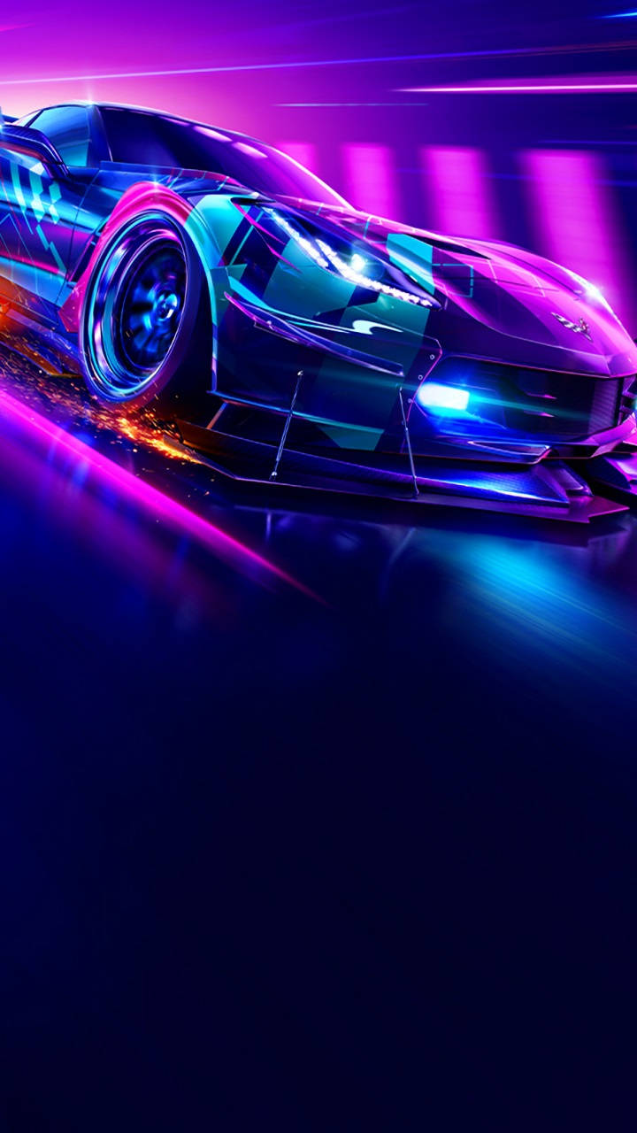 Need For Speed, purple aesthetic, neon-lit streets, HD Phone Wallpaper