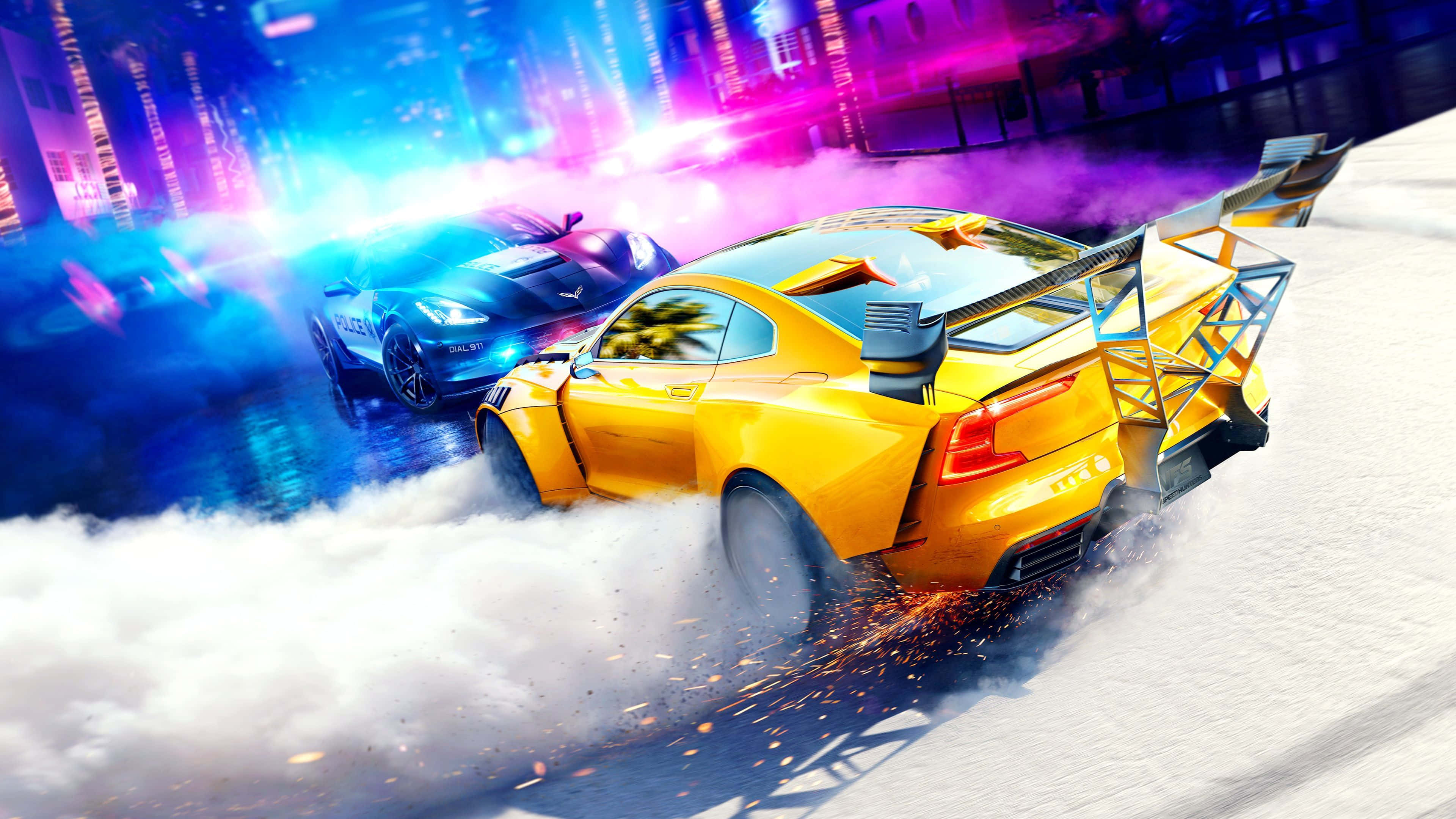 Need For Speed Laptop, yellow race car, snow, 4K Desktop Wallpaper