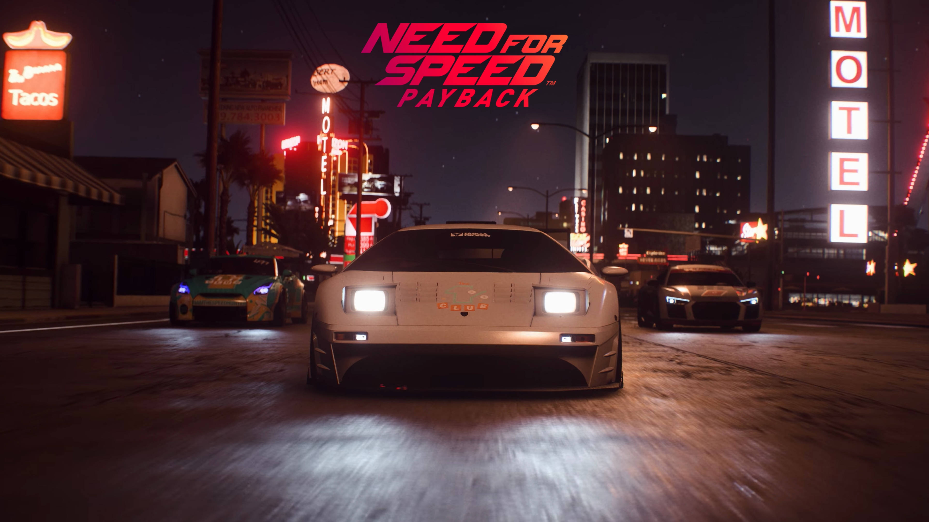 Need For Speed Payback, Night Drive, neon-lit city street, 4K Desktop Wallpaper