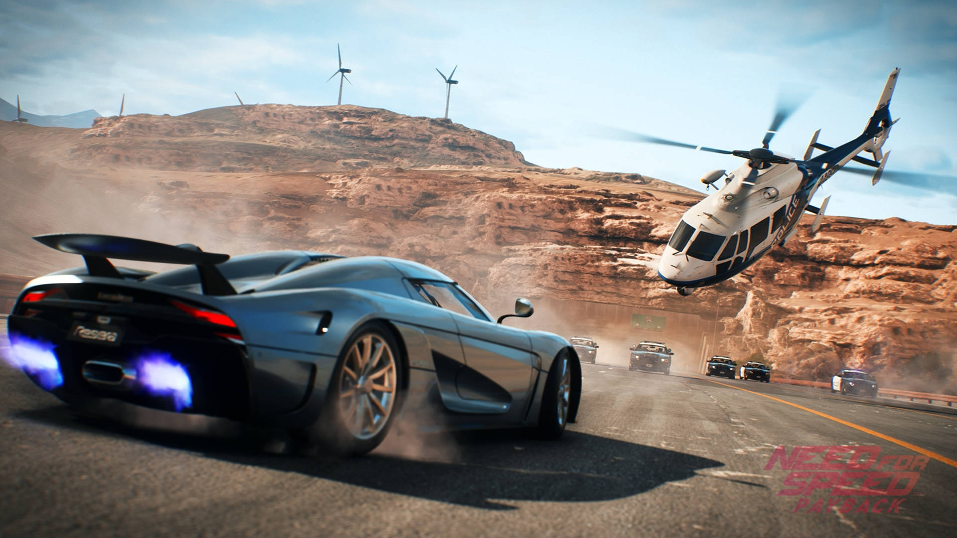 Need For Speed Payback, desert highway, helicopter, Full HD Desktop Wallpaper