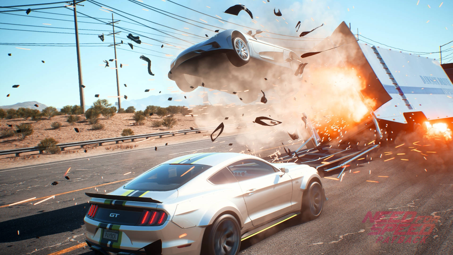 Need For Speed Payback, silver Mustang GT, truck, Full HD Desktop Wallpaper
