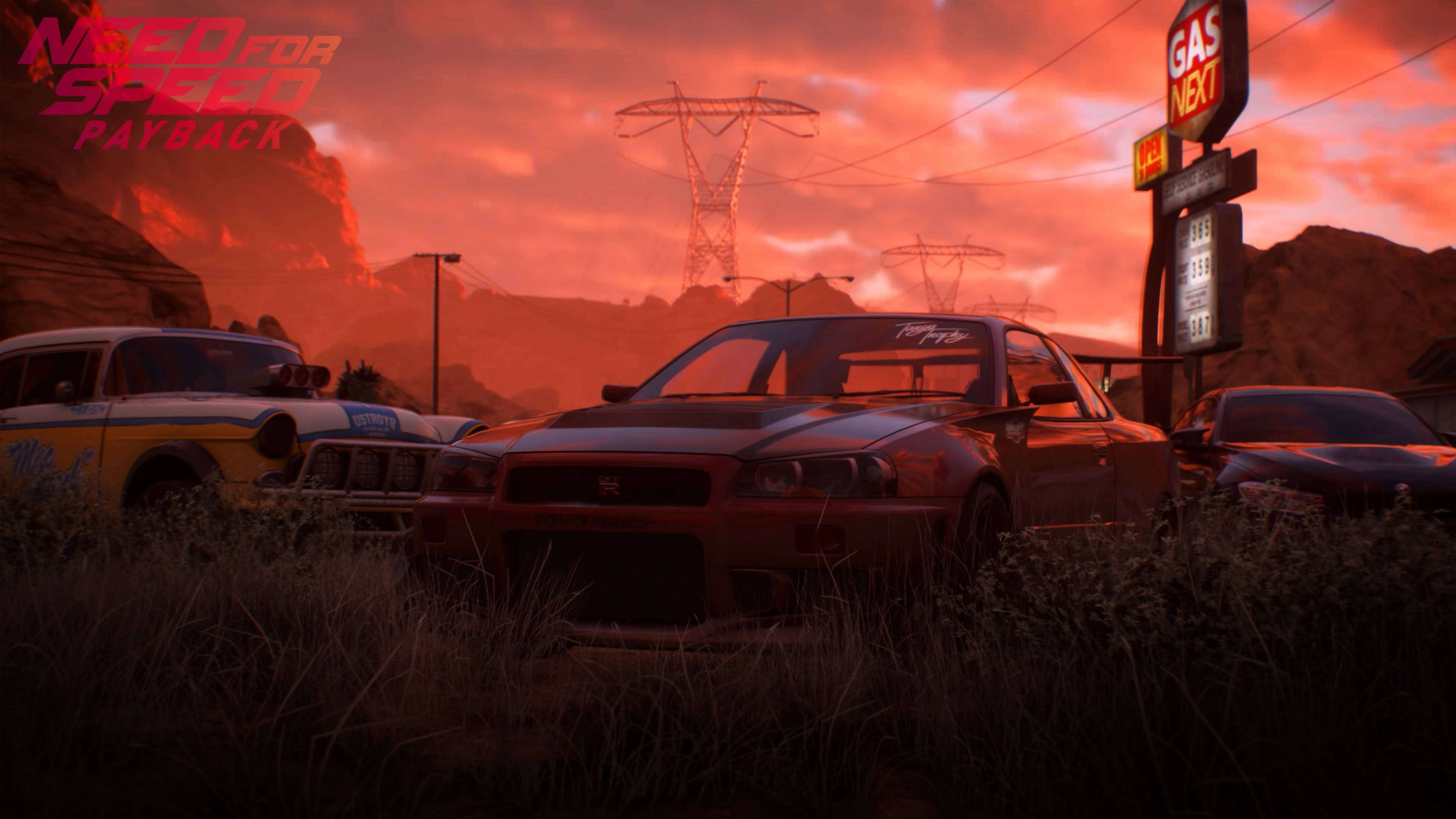 Need For Speed Payback, gas station, sunset, 4K Desktop Wallpaper