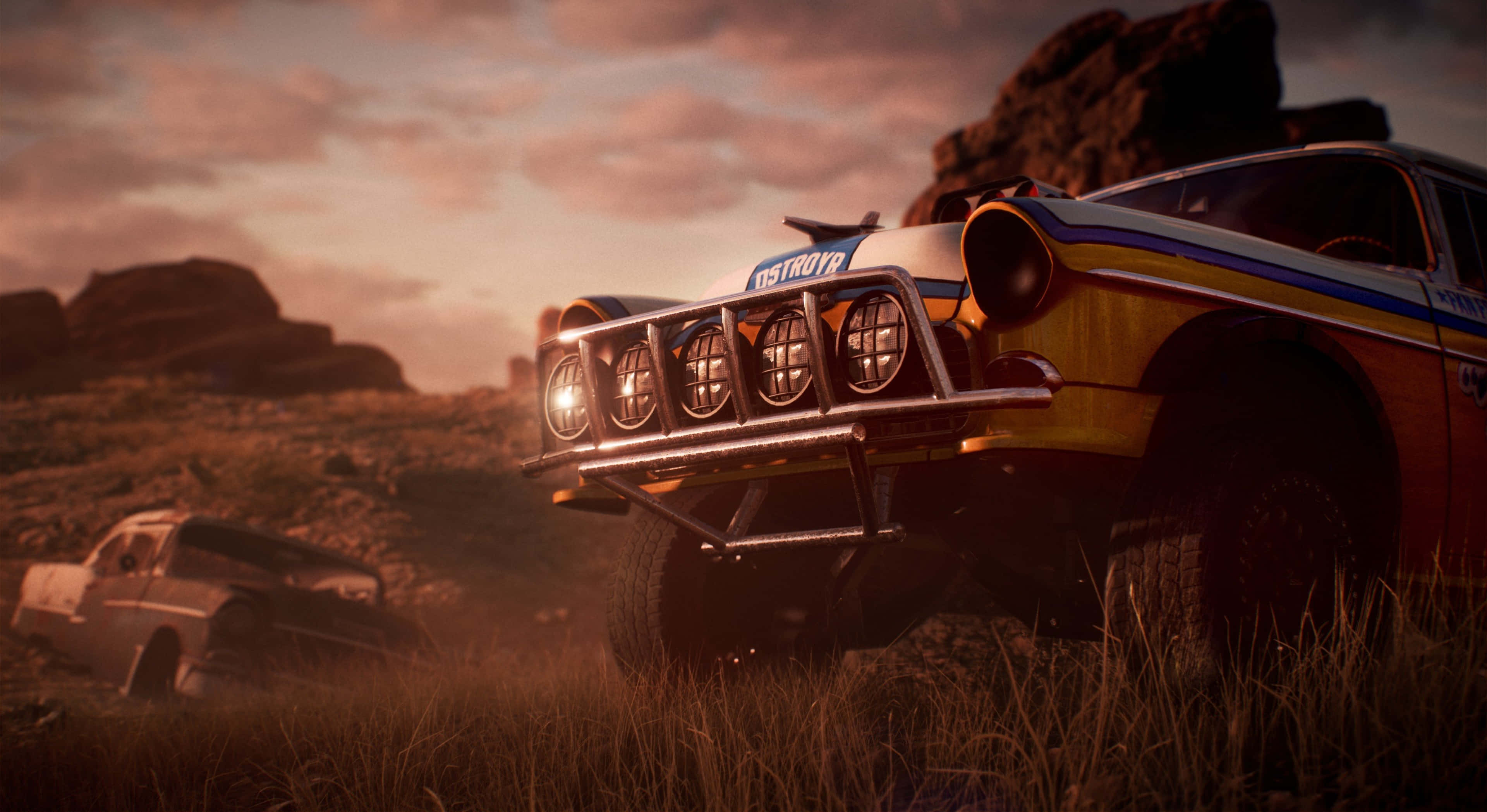 Need For Speed PC, rugged rally car, glowing headlights, 4K Desktop Wallpaper
