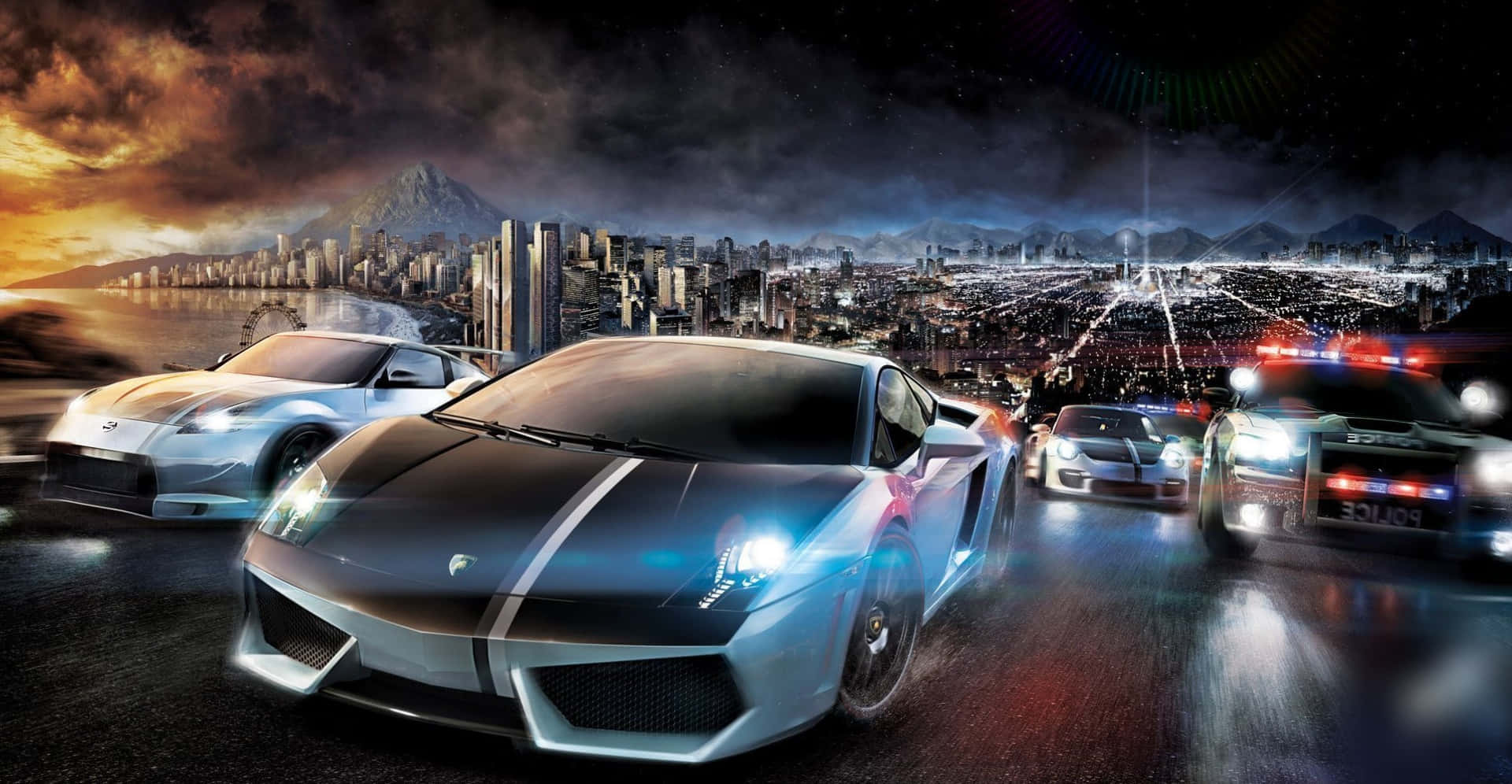 Need For Speed Pc, neon-lit cityscape, night, Full HD Desktop Wallpaper