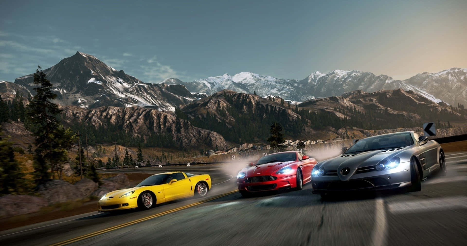Need For Speed Pc, sports cars, winding mountain road, Full HD Desktop Wallpaper