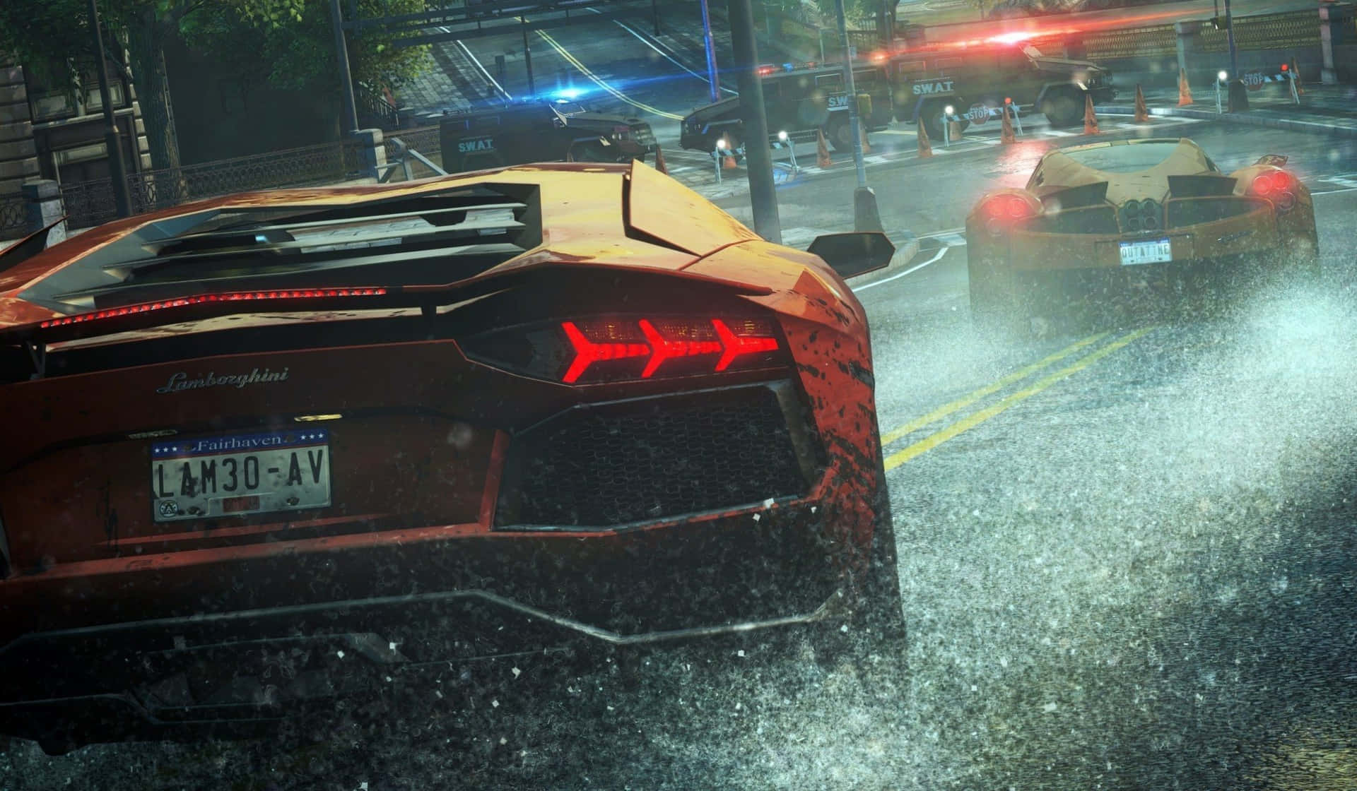 Need For Speed, PC, orange Lamborghinis, Full HD Desktop Wallpaper