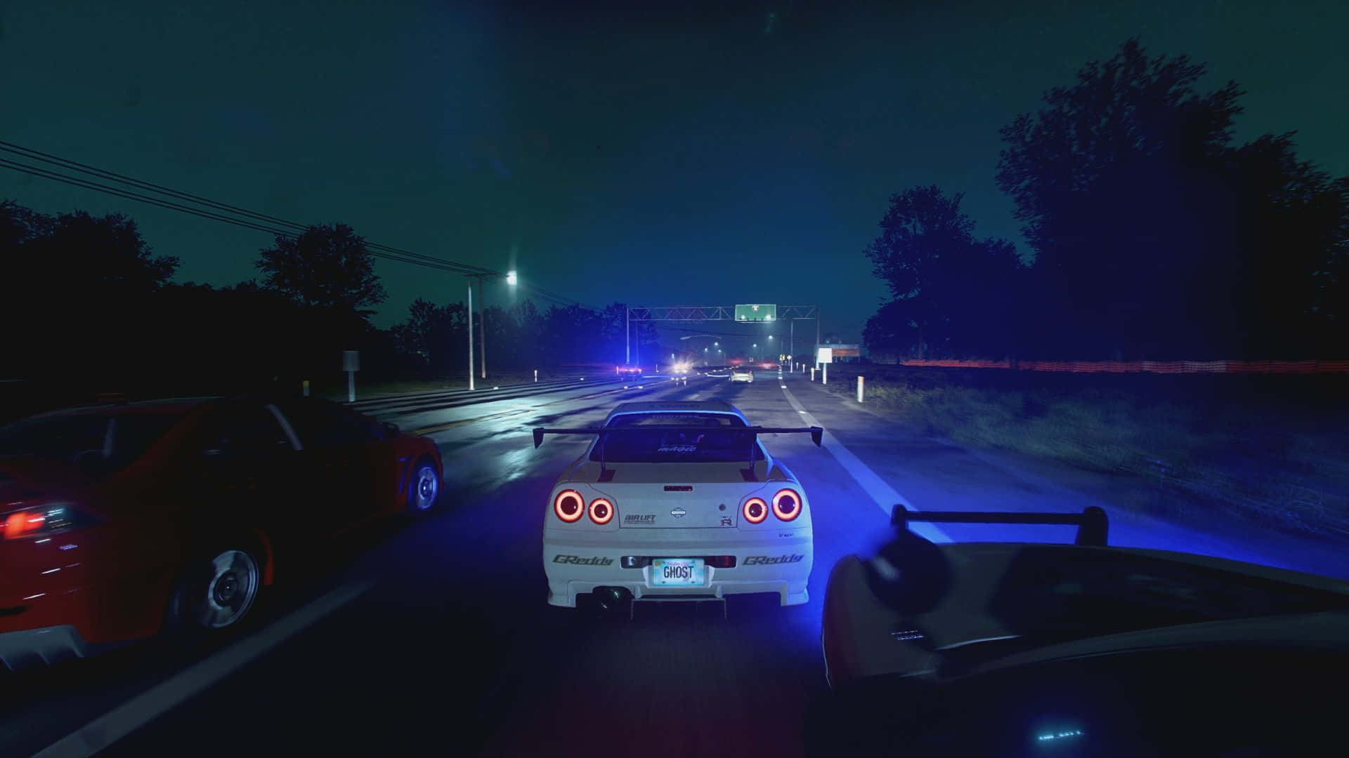 Need For Speed Pc, white sports car, glowing red taillights, Full HD Desktop Wallpaper