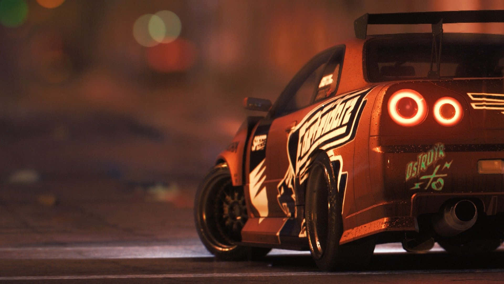Need For Speed Pc, red drift car, glowing circular taillights, Full HD Desktop Wallpaper