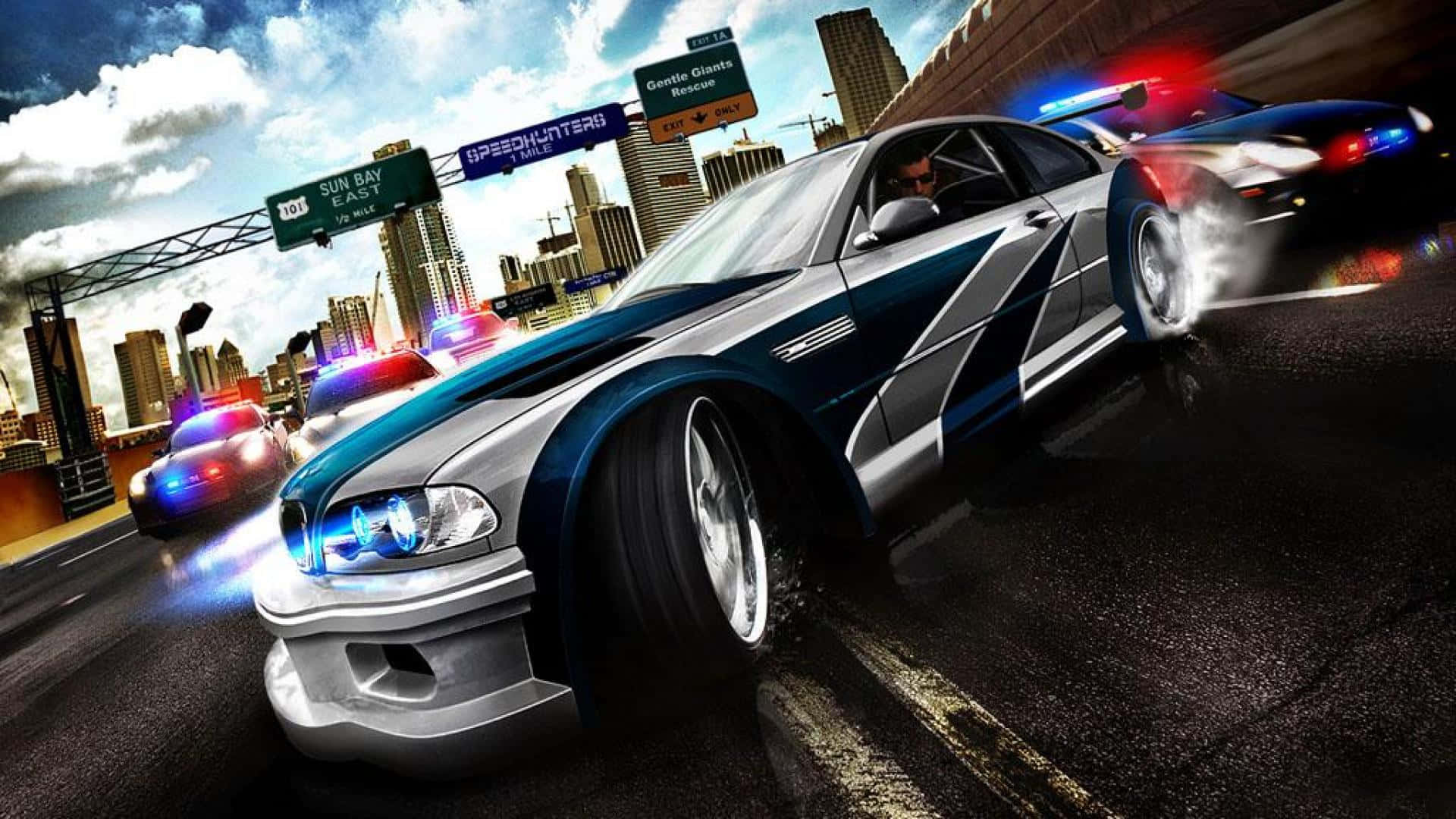 Need For Speed PC, 2005 Video Game Most Wanted, city highway, Full HD Desktop Wallpaper