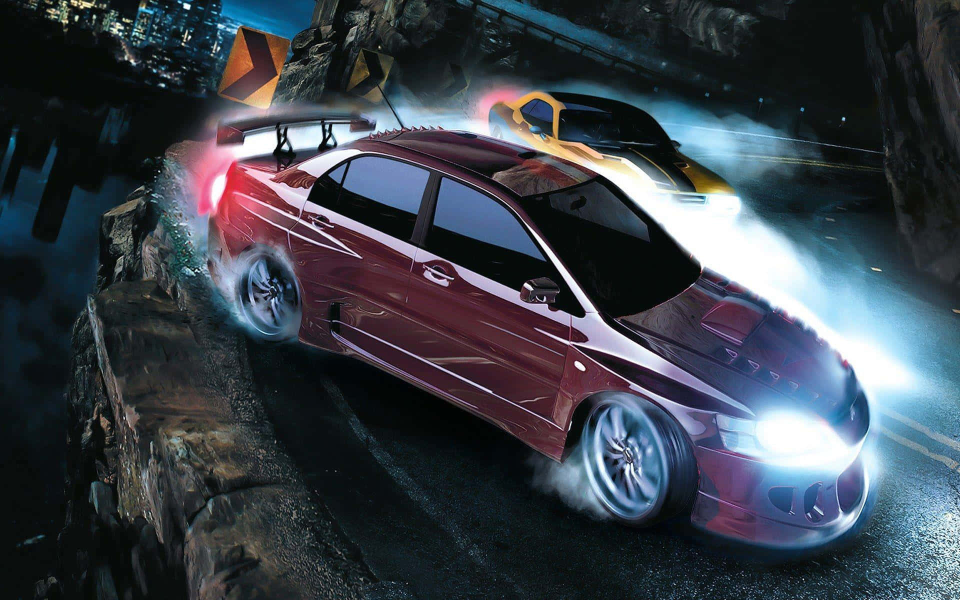 Need For Speed PC, maroon sports car, night, Full HD Desktop Wallpaper