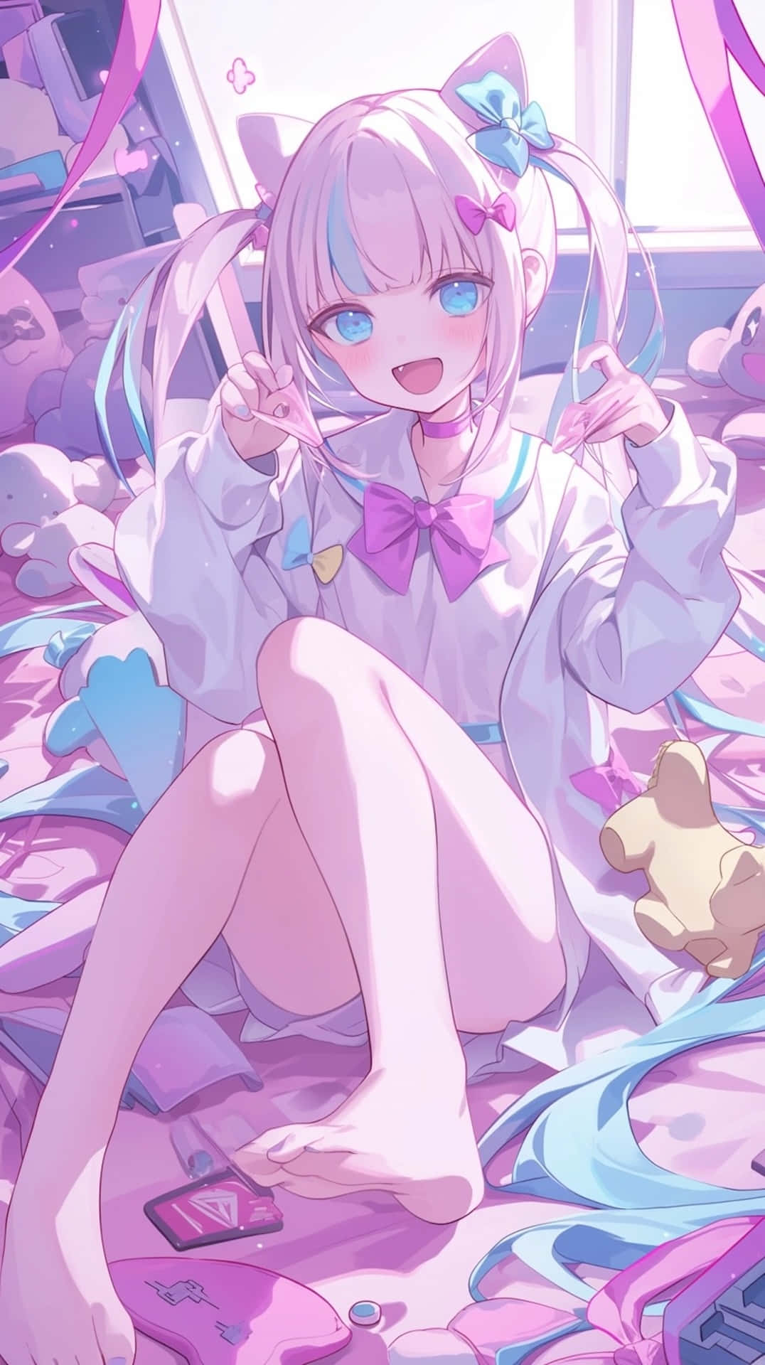 Needy Streamer Overload, anime girl, pink hair, Full HD Phone Wallpaper