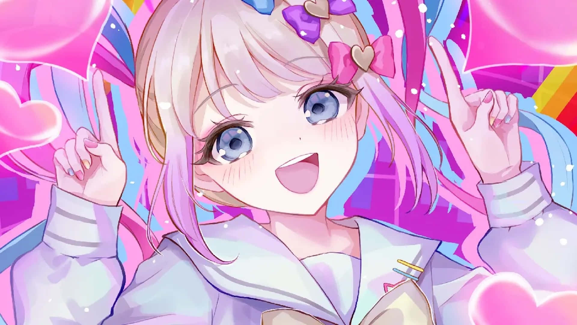 Needy Streamer Overload, anime girl, pink hair, Full HD Desktop Wallpaper