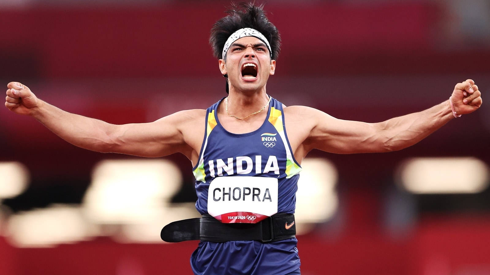 Neeraj Chopra, javelin thrower, stadium, HD Desktop Wallpaper