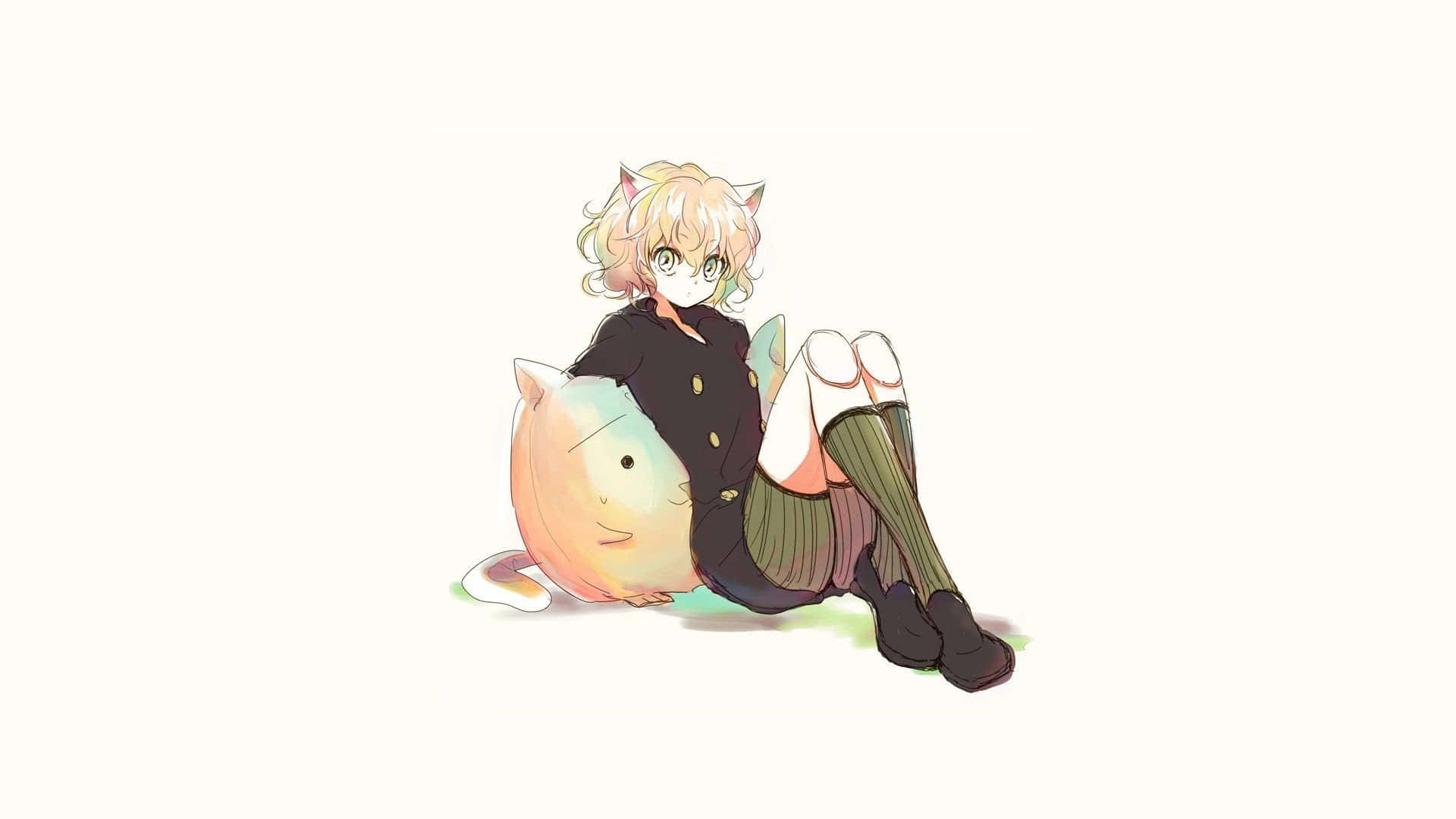 Neferpitou, cat ears, large smiling cat plushie, Full HD Desktop Wallpaper