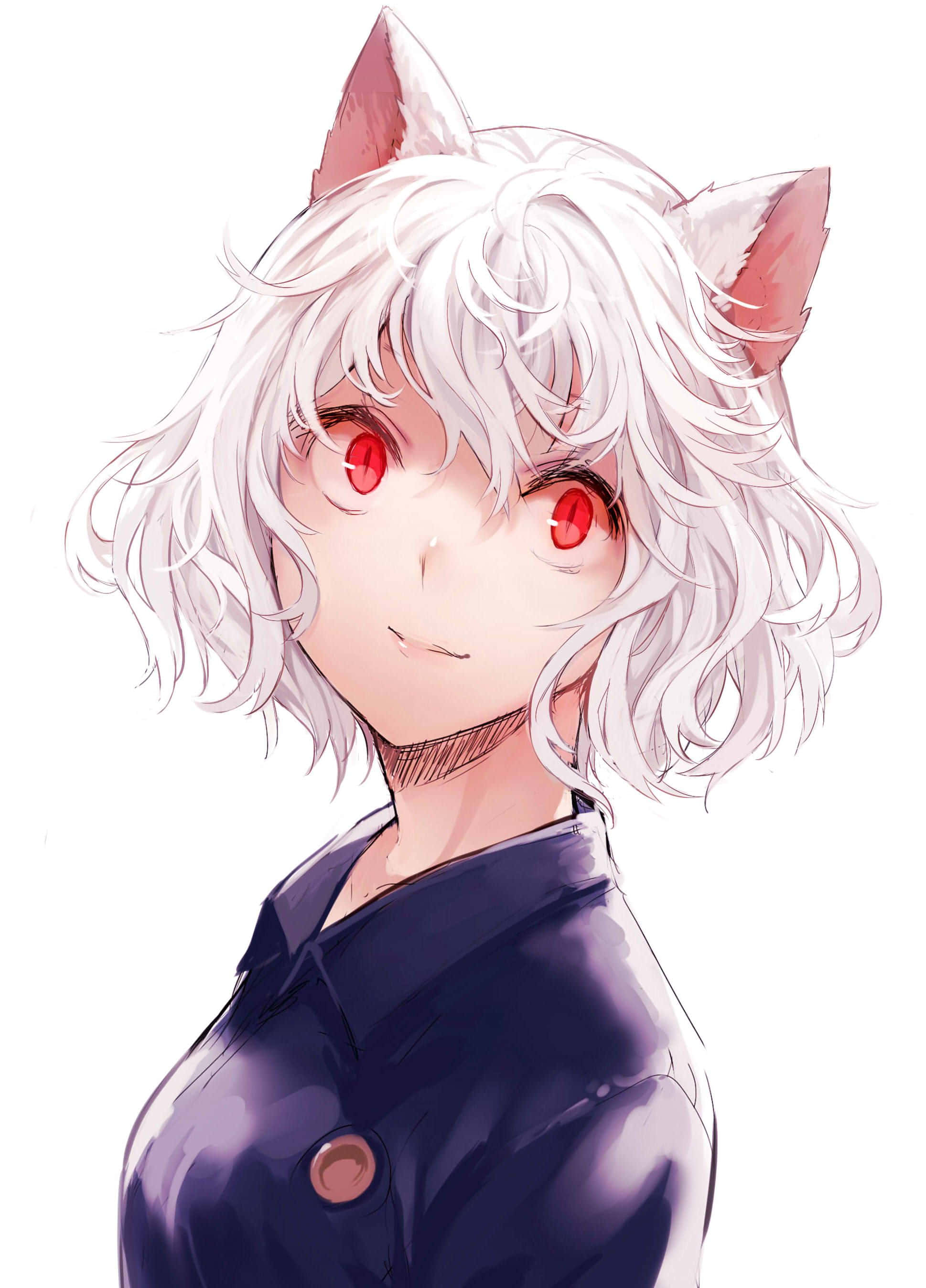 Neferpitou, white hair, red eyes, 2K Phone Wallpaper