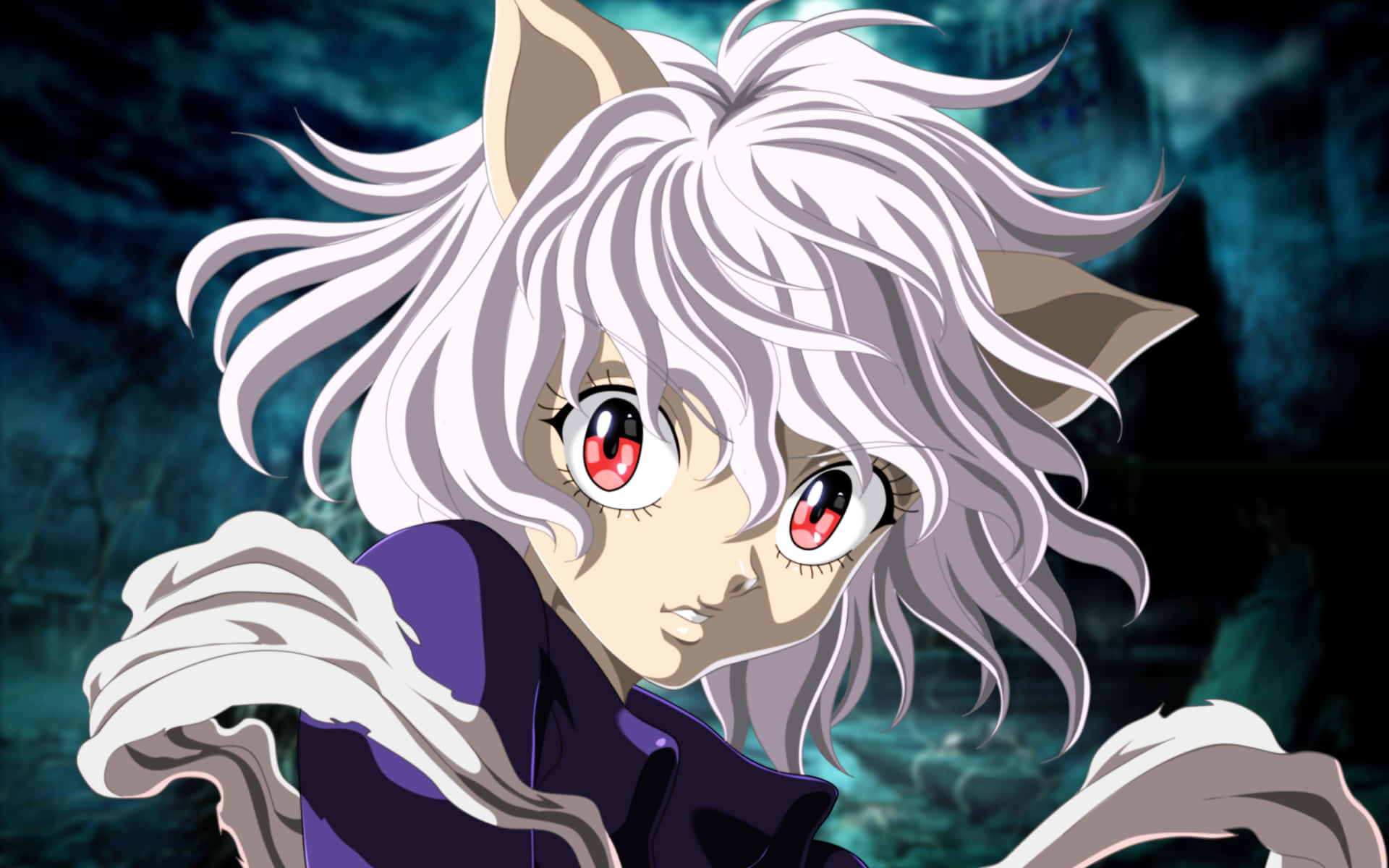 Neferpitou, white hair, red eyes, Full HD Desktop Wallpaper