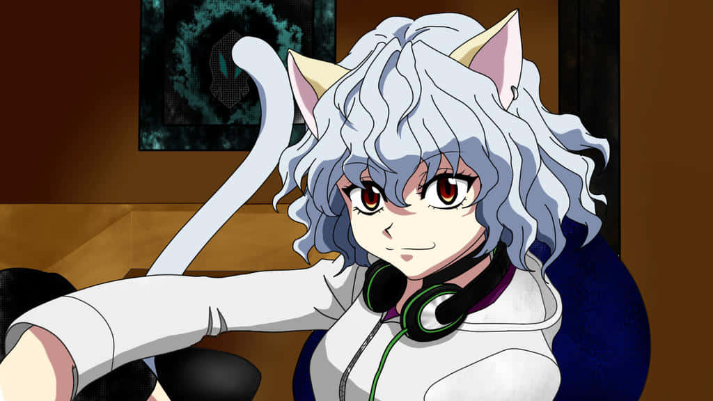 Neferpitou, cat-eared anime girl, silver hair, SD Desktop Wallpaper