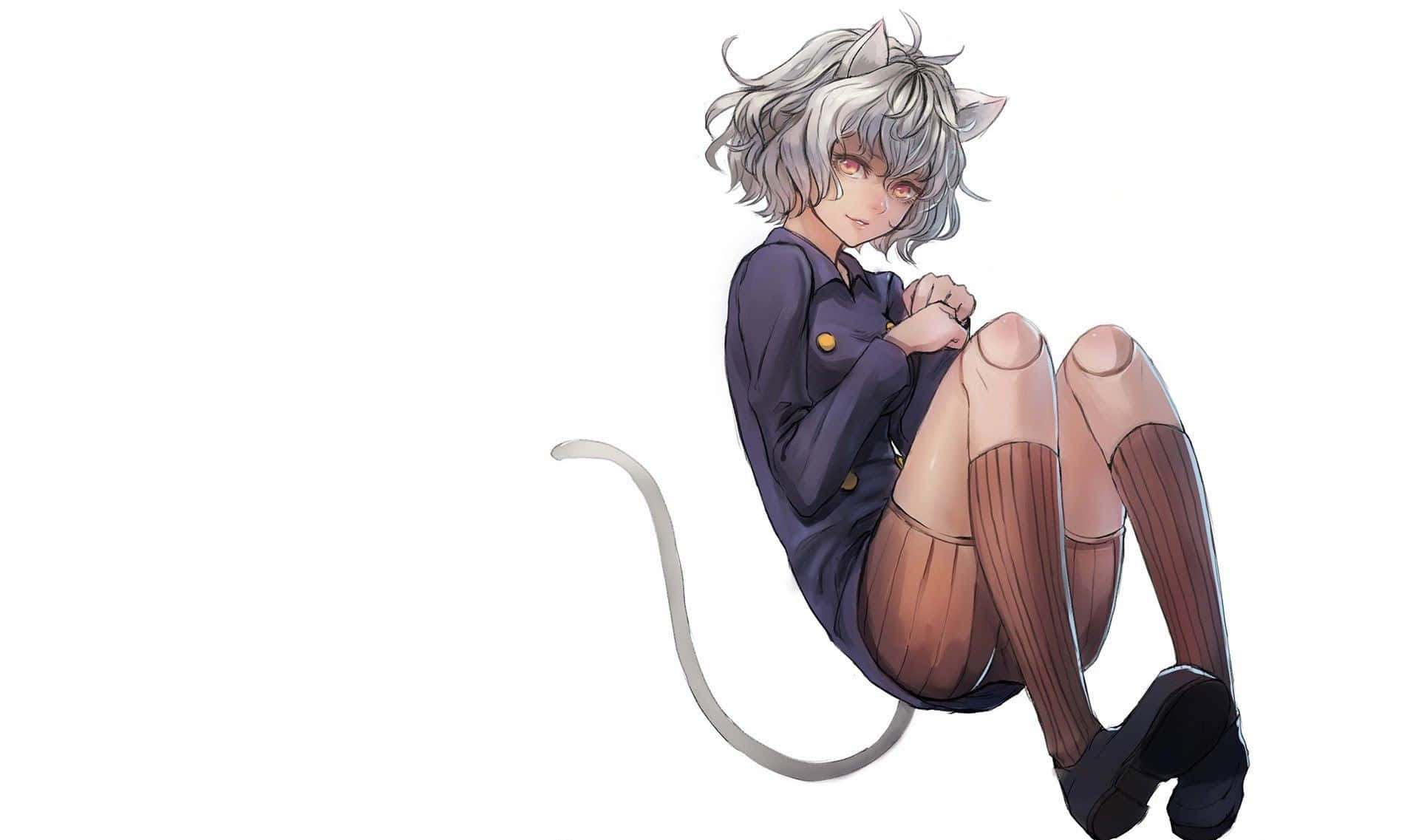 Neferpitou, silver-haired anime girl, cat ears, Full HD Desktop Wallpaper