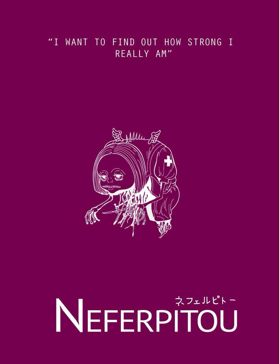 Neferpitou, white line-art illustration, skeletal anime character, SD Phone Wallpaper