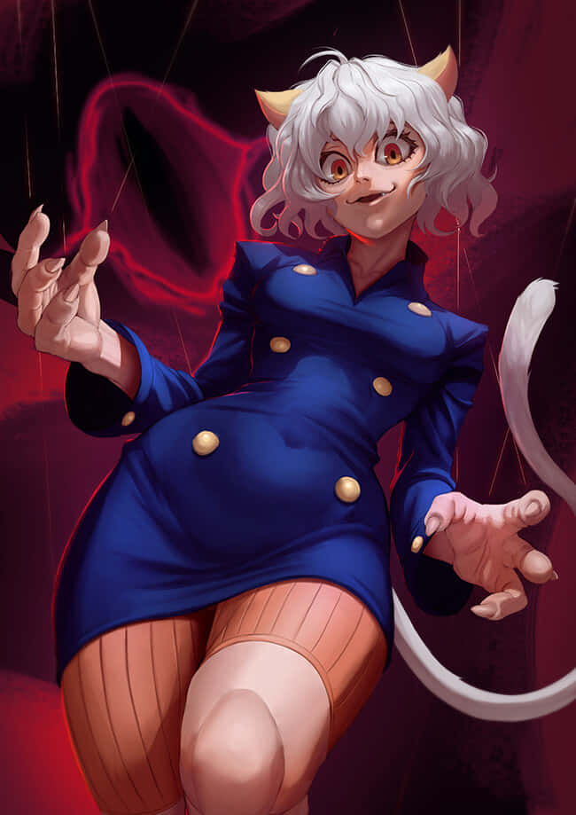 Neferpitou, white hair, horns, SD Phone Wallpaper