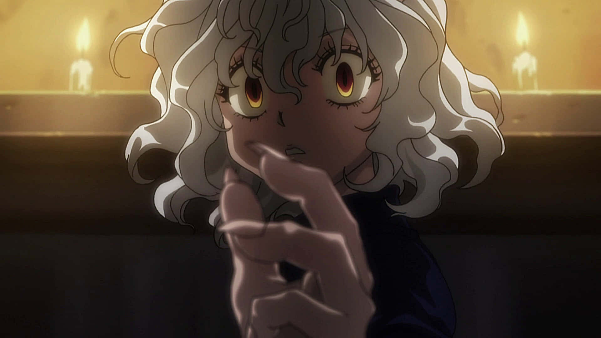 Neferpitou, silver hair, amber eyes, Full HD Desktop Wallpaper