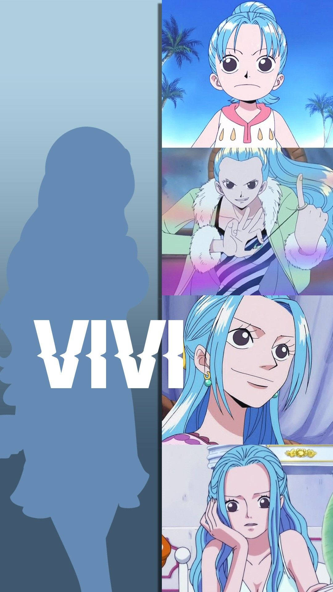Nefertari Vivi, anime character, blue gradient background, Full HD Phone Wallpaper