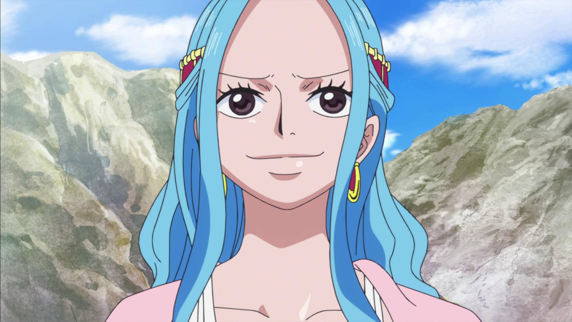 Nefertari Vivi, blue-haired anime girl, golden headpieces, Full HD Desktop Wallpaper