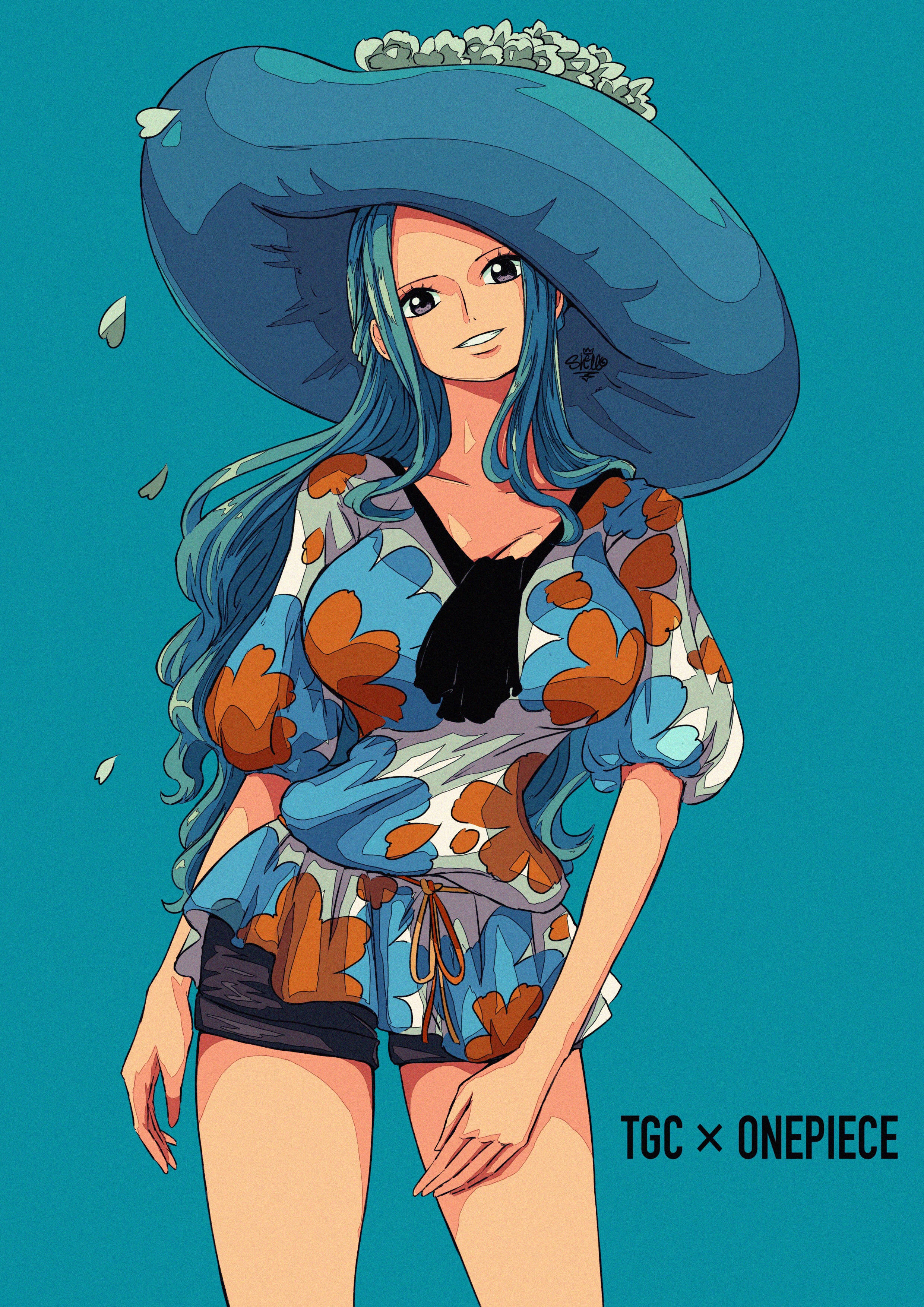 Nefertari Vivi, summer dress, blue hair, 2K Phone Wallpaper