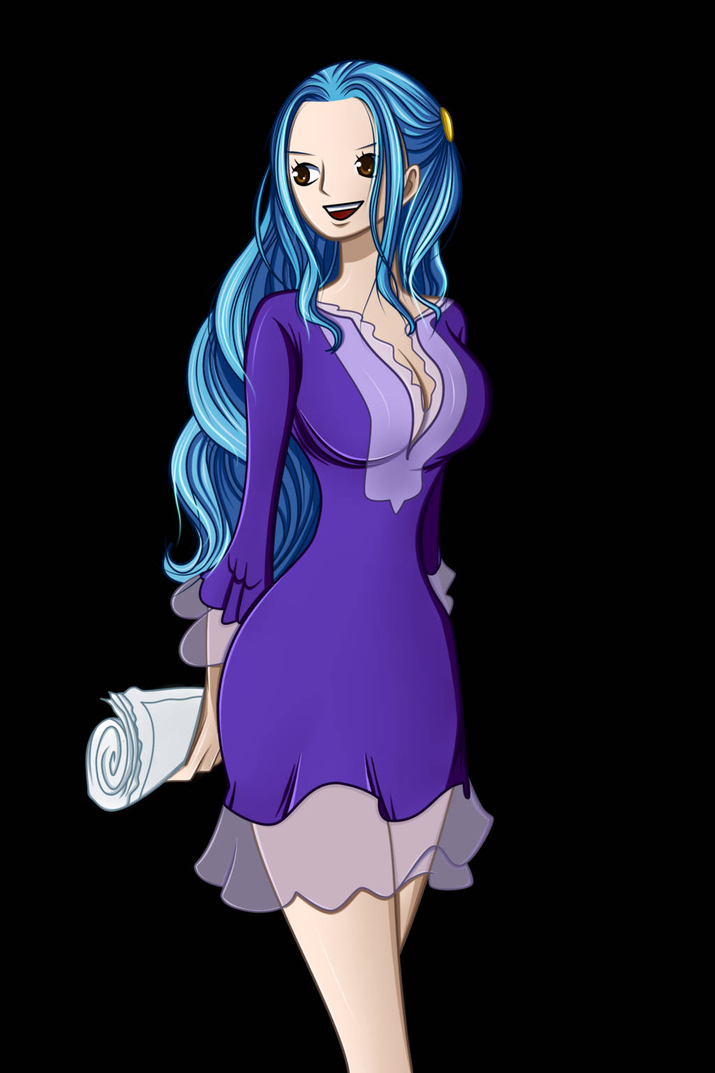 Nefertari Vivi, violet dress, long blue hair, HD Phone Wallpaper