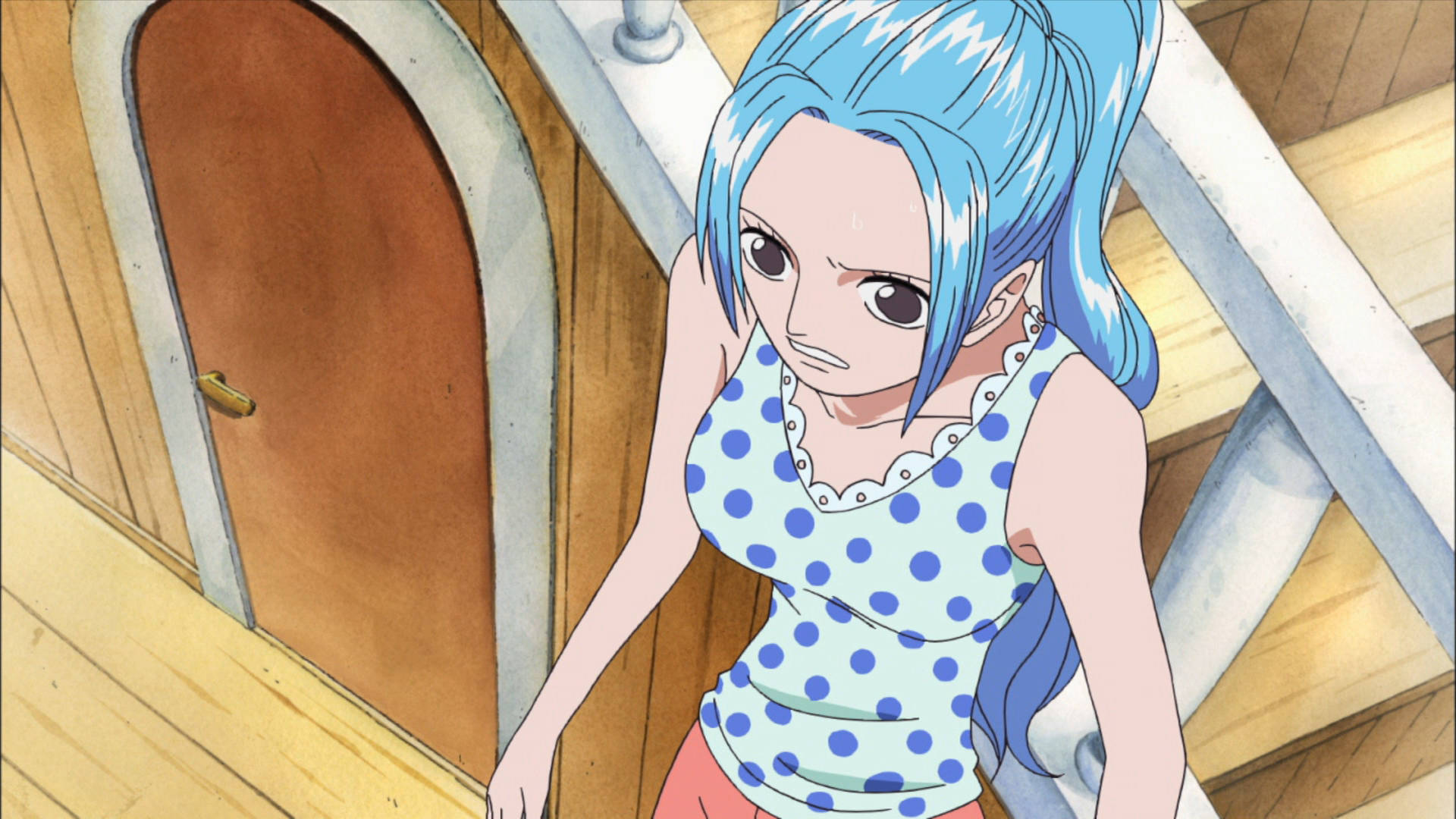 Nefertari Vivi, blue polka top, blue-haired, Full HD Desktop Wallpaper