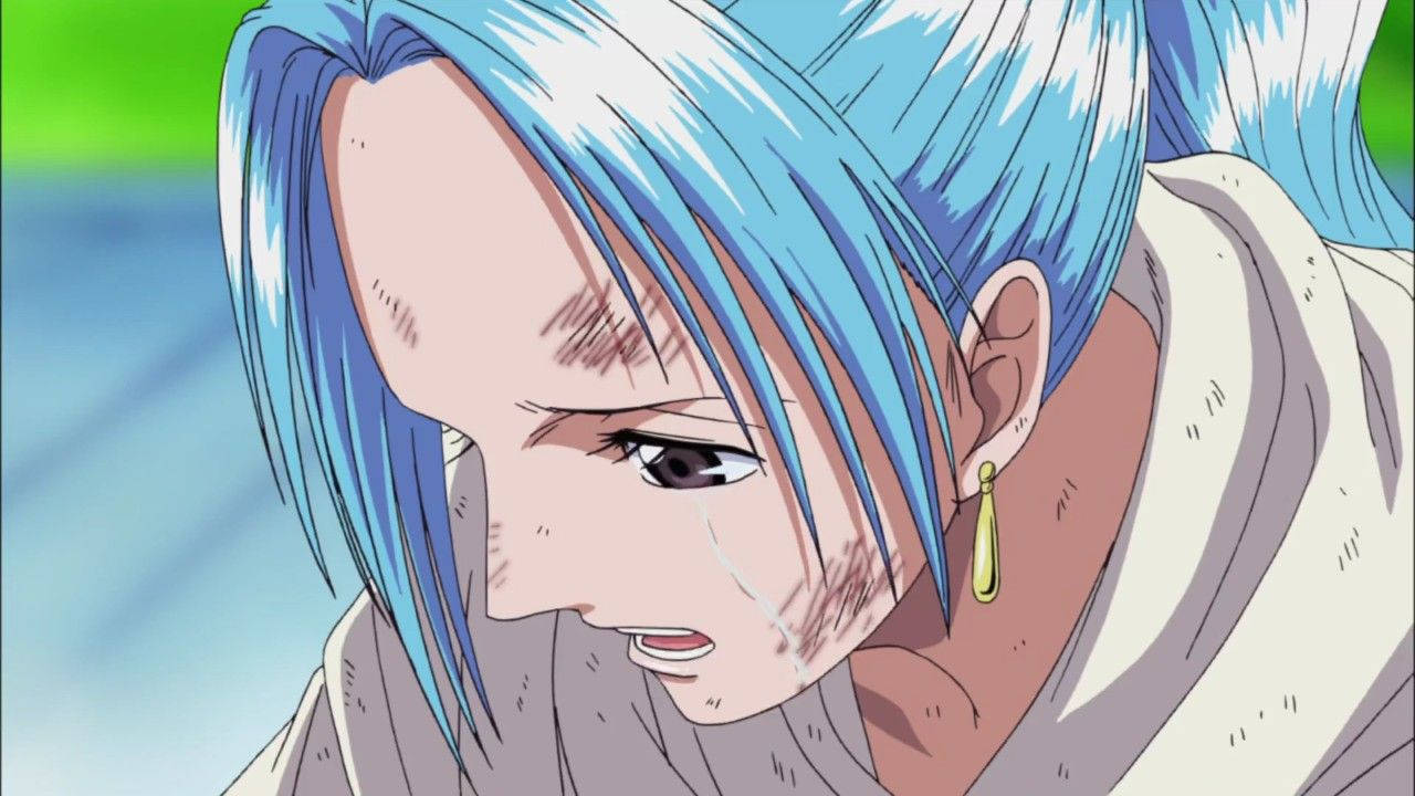 Nefertari Vivi, blue hair, tear streaks, HD Desktop Wallpaper