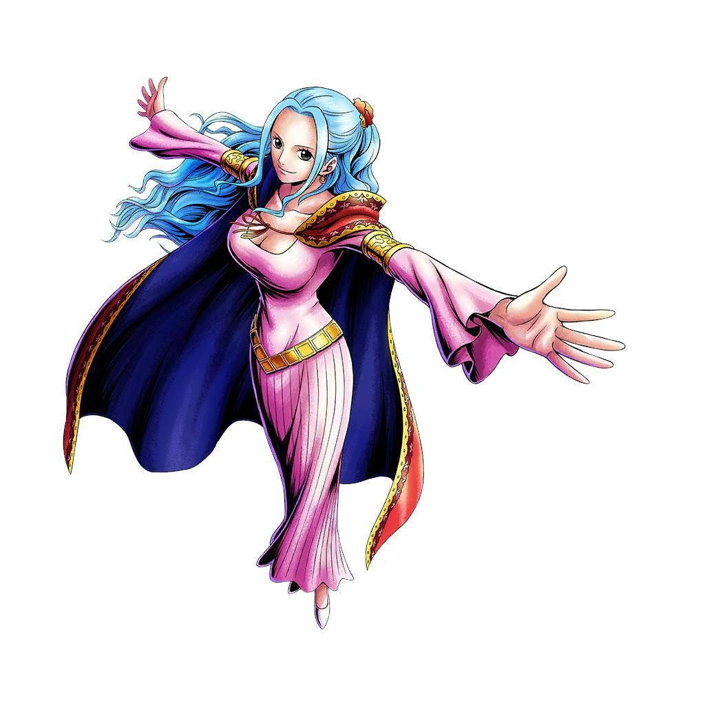 Nefertari Vivi, pink long gown, blue hair, SD Desktop Wallpaper