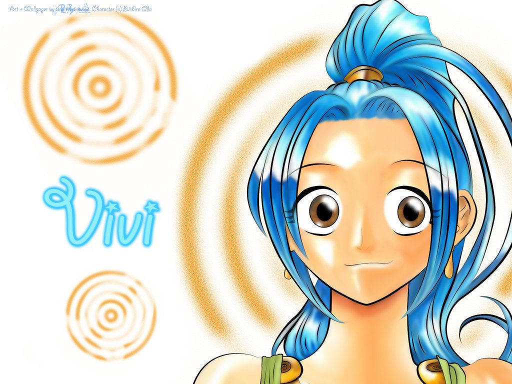 Nefertari Vivi, bright blue hair, warm brown eyes, SD Desktop Wallpaper