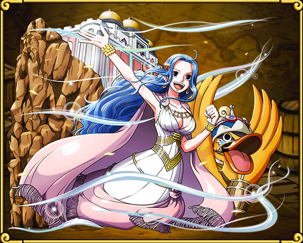 Nefertari Vivi, white and pink dress, blue-haired anime woman, SD Desktop Wallpaper