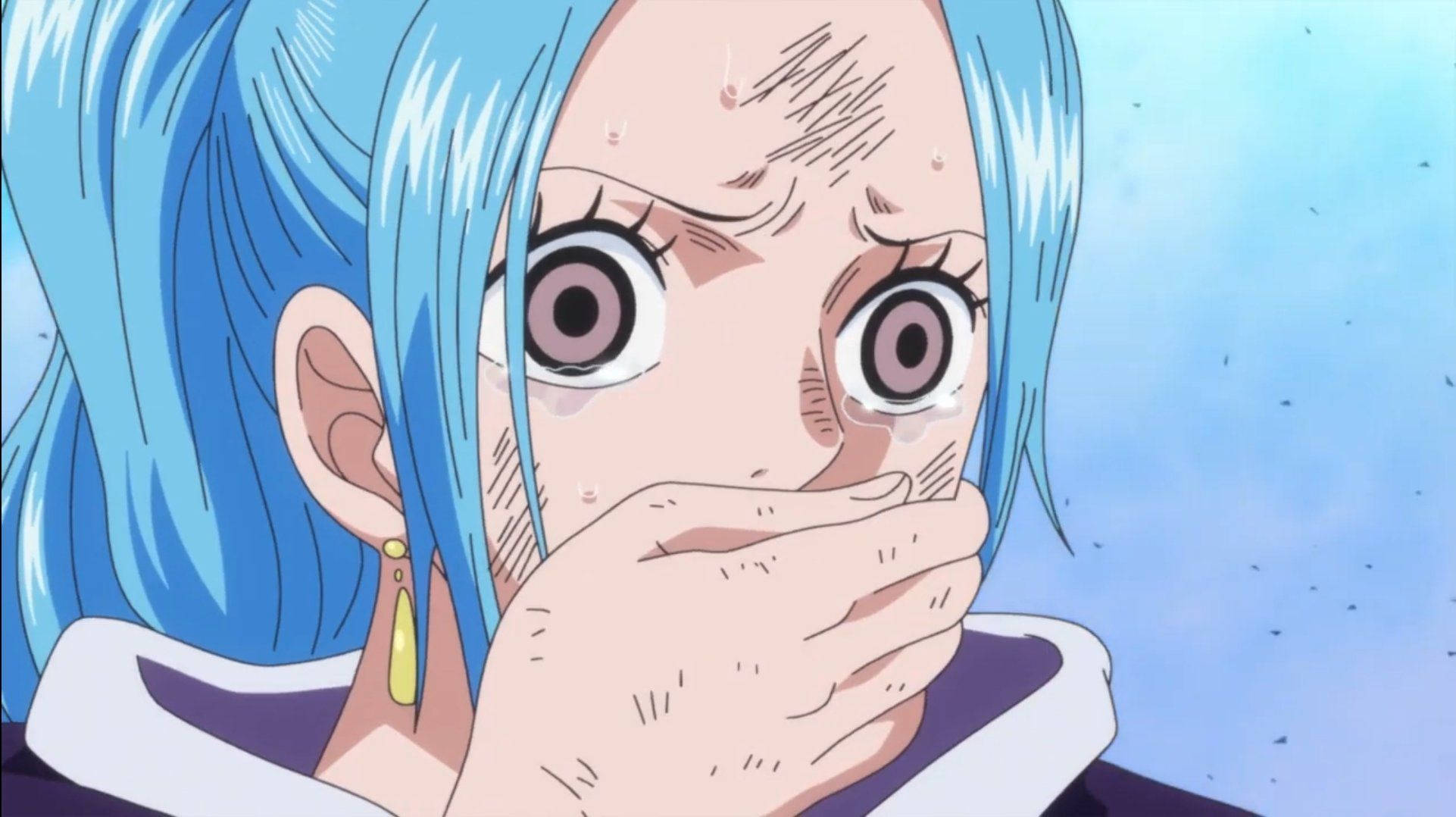 Nefertari Vivi, shocked expression, blue hair, Full HD Desktop Wallpaper
