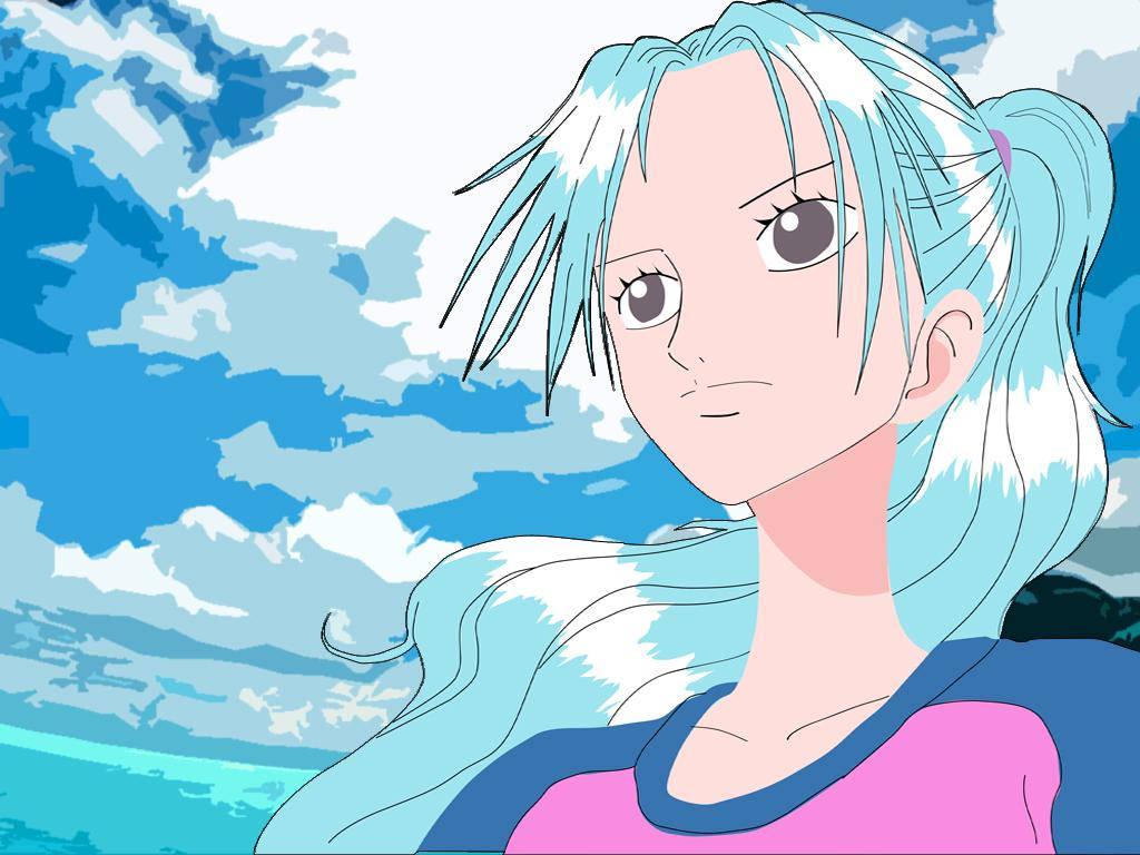 Nefertari Vivi, blue-haired anime girl, vibrant blue sky, SD Desktop Wallpaper