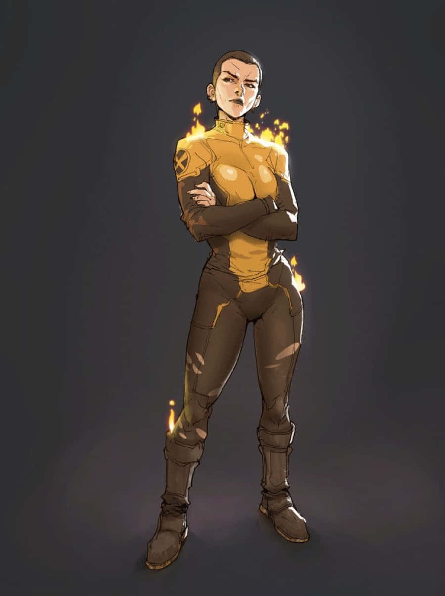 Negasonic Teenage Warhead, flames, shoulders, SD Phone Wallpaper